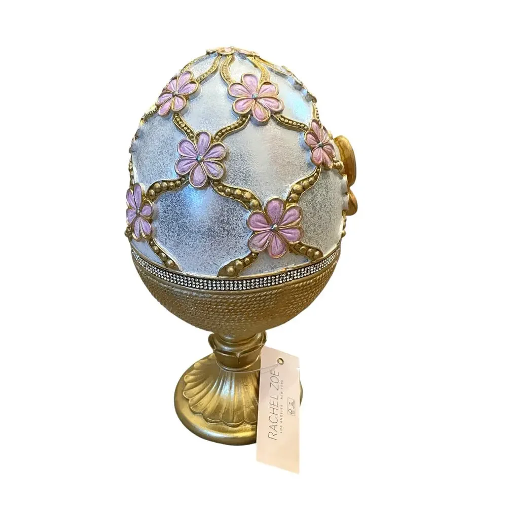 Rachel Zoe Easter Jeweled Rhinestone Embellished 3D Butterfly Pedestal Egg New